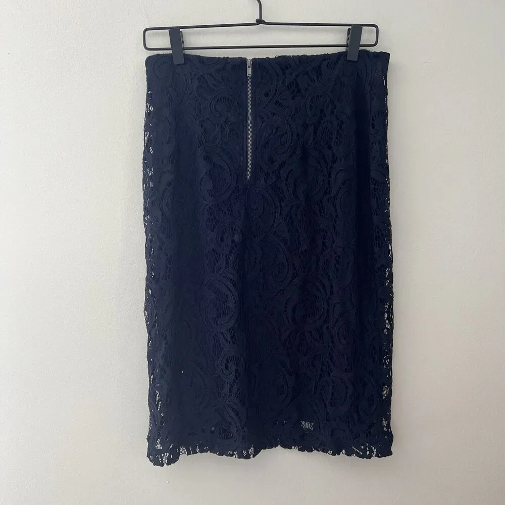 Adrianna Papell Women's Black Lace Back‎ Zipper Formal Pencil Skirt Size S